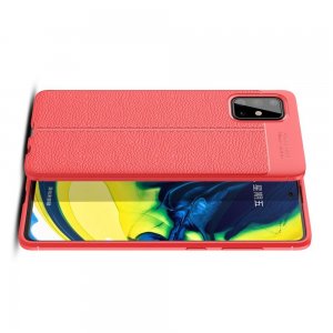 Leather Litchi силиконовый чехол накладка для Samsung Galaxy A71 - Красный