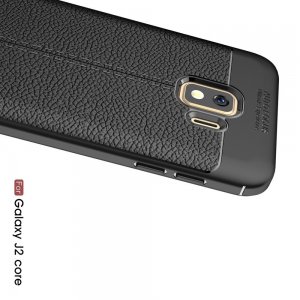 Leather Litchi силиконовый чехол накладка для Samsung Galaxy J2 Core (2020) - Черный