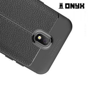 Leather Litchi силиконовый чехол накладка для Samsung Galaxy J3 2018 SM-J337A - Черный