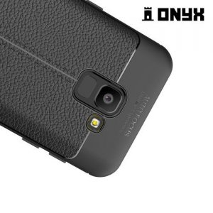 Leather Litchi силиконовый чехол накладка для Samsung Galaxy J6 2018 SM-J600F - Черный