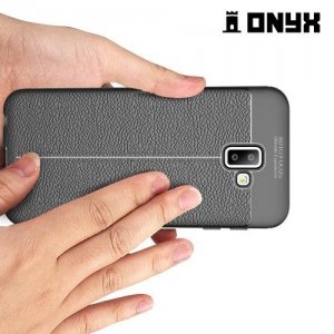 Leather Litchi силиконовый чехол накладка для Samsung Galaxy J6 Plus - Черный