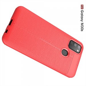 Leather Litchi силиконовый чехол накладка для Samsung Galaxy M30s - Красный