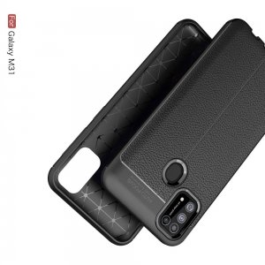 Leather Litchi силиконовый чехол накладка для Samsung Galaxy M31 - Черный