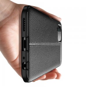 Leather Litchi силиконовый чехол накладка для Samsung Galaxy M32 - Черный