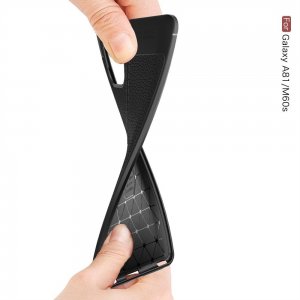 Leather Litchi силиконовый чехол накладка для Samsung Galaxy Note 10 Lite - Черный