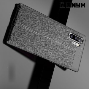 Leather Litchi силиконовый чехол накладка для Samsung Galaxy Note 10+ - Черный