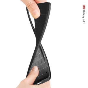 Leather Litchi силиконовый чехол накладка для Samsung Galaxy S20 Plus - Черный