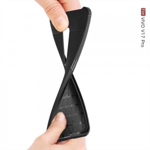 Leather Litchi силиконовый чехол накладка для vivo V17 Pro - Черный