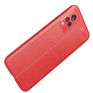 Leather Litchi силиконовый чехол накладка для Vivo v21 - Красный