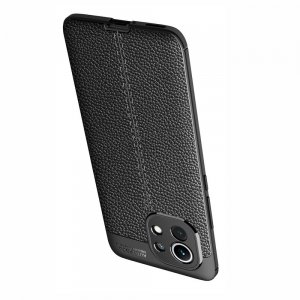 Leather Litchi силиконовый чехол накладка для Xiaomi Mi 11 - Черный