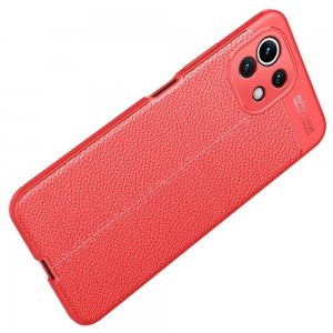 Leather Litchi силиконовый чехол накладка для Xiaomi Mi 11 Lite - Красный