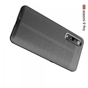 Leather Litchi силиконовый чехол накладка для Xiaomi Mi 9 Pro - Черный