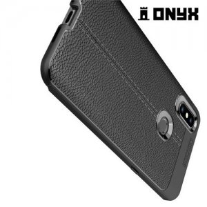 Leather Litchi силиконовый чехол накладка для Xiaomi Mi Mix 3 - Черный