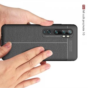Leather Litchi силиконовый чехол накладка для Xiaomi Mi Note 10 - Черный