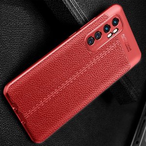 Leather Litchi силиконовый чехол накладка для Xiaomi Mi Note 10 Lite - Красный