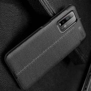Leather Litchi силиконовый чехол накладка для Xiaomi Poco M3 - Черный