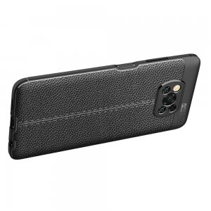 Leather Litchi силиконовый чехол накладка для Xiaomi Poco X3 NFC - Черный
