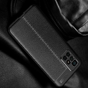Leather Litchi силиконовый чехол накладка для Xiaomi Redmi 10 - Черный