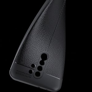 Leather Litchi силиконовый чехол накладка для Xiaomi Redmi 9 - Черный