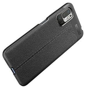 Leather Litchi силиконовый чехол накладка для Xiaomi Redmi Note 10T / POCO M3 PRO - Черный