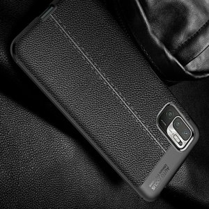 Leather Litchi силиконовый чехол накладка для Xiaomi Redmi Note 10T / POCO M3 PRO - Черный