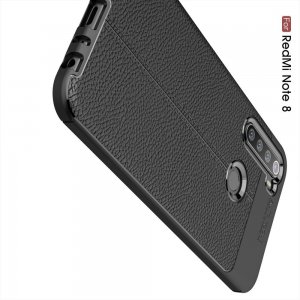 Leather Litchi силиконовый чехол накладка для Xiaomi Redmi Note 8 - Черный