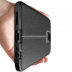 Leather Litchi силиконовый чехол накладка для Xiaomi Redmi Note 9 - Черный