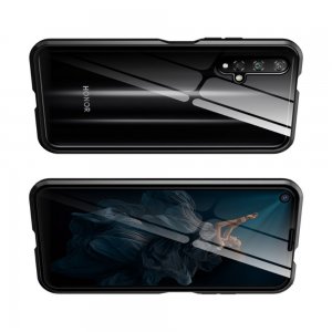 Магнитный Стеклянный Чехол с Металлическим Бампером для Huawei Nova 5T Черный