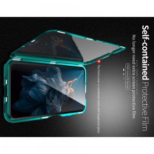 Магнитный Стеклянный Чехол с Металлическим Бампером для Huawei Honor 20 Pro Зеленый