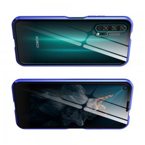 Магнитный Стеклянный Чехол с Металлическим Бампером для Huawei Honor 20 Pro Синий