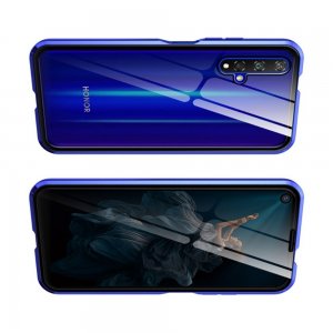 Магнитный Стеклянный Чехол с Металлическим Бампером для Huawei Nova 5T Синий