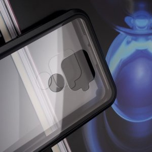 Магнитный Стеклянный Чехол с Металлическим Бампером для Huawei Mate 30 Lite Черный