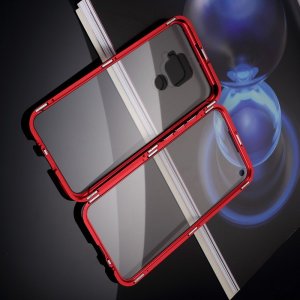 Магнитный Стеклянный Чехол с Металлическим Бампером для Huawei Mate 30 Lite Красный