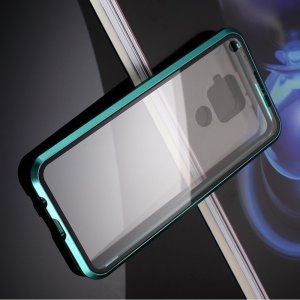 Магнитный Стеклянный Чехол с Металлическим Бампером для Huawei Mate 30 Lite Зеленый