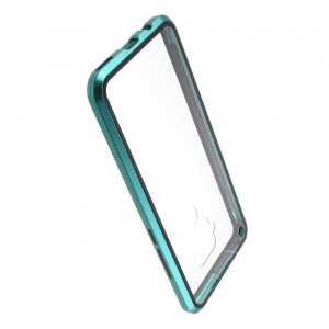 Магнитный Стеклянный Чехол с Металлическим Бампером для Huawei Mate 30 Lite Зеленый