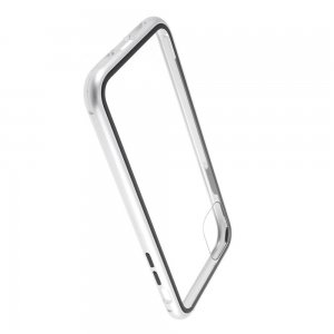 Магнитный Стеклянный Чехол с Металлическим Бампером для iPhone 11 Pro Белый
