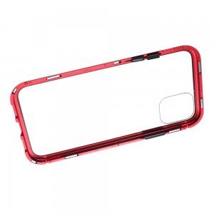 Магнитный Стеклянный Чехол с Металлическим Бампером для iPhone 11 Pro Красный