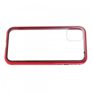 Магнитный Стеклянный Чехол с Металлическим Бампером для iPhone 11 Pro Красный