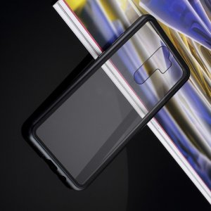 Магнитный Стеклянный Чехол с Металлическим Бампером для Xiaomi Redmi Note 8 Pro Черный