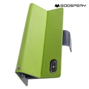 Mercury Goospery Горизонтальный чехол книжка для iPhone Xs Max - Зеленый