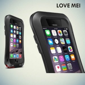 Металлический противоударный чехол LOVE MEI со стеклом Gorilla Glass для iPhone 6s / 6