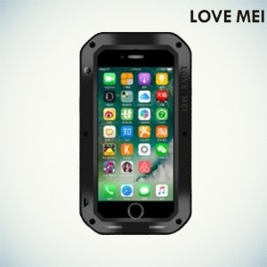 Металлический противоударный чехол LOVE MEI со стеклом Gorilla Glass для iPhone 8/7