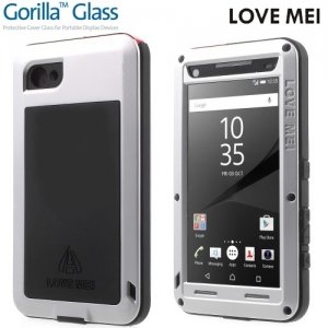Металлический противоударный чехол LOVE MEI со стеклом Gorilla Glass для Sony Xperia Z5 Compact