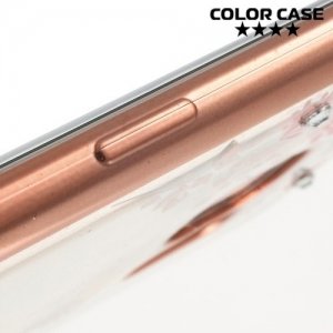 Металлизированный силиконовый чехол для Samsung Galaxy S7 Edge - с рисунком Цветы