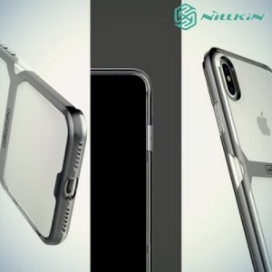 Nillkin Crystal прозрачный силиконовый чехол с жестким пластиковым бампером для iPhone X - Серый
