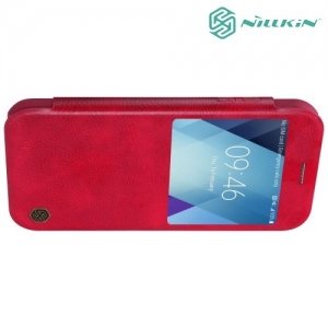 Nillkin Qin Series кожаный чехол книжка для Galaxy A5 2017 SM-A520F - Красный 