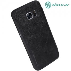 Nillkin Qin Series кожаный чехол книжка для Samsung Galaxy S7 Edge - Черный 