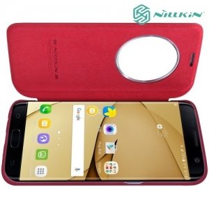 Nillkin Qin Series кожаный чехол книжка для Samsung Galaxy S7 Edge - Красный 