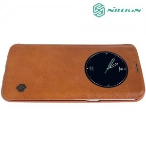 Nillkin Qin Series кожаный чехол книжка для Samsung Galaxy S7 Edge - Коричневый 