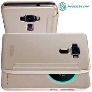 Nillkin с умным окном чехол книжка для Asus Zenfone 3 ZE520KL - Sparkle Case Золотой